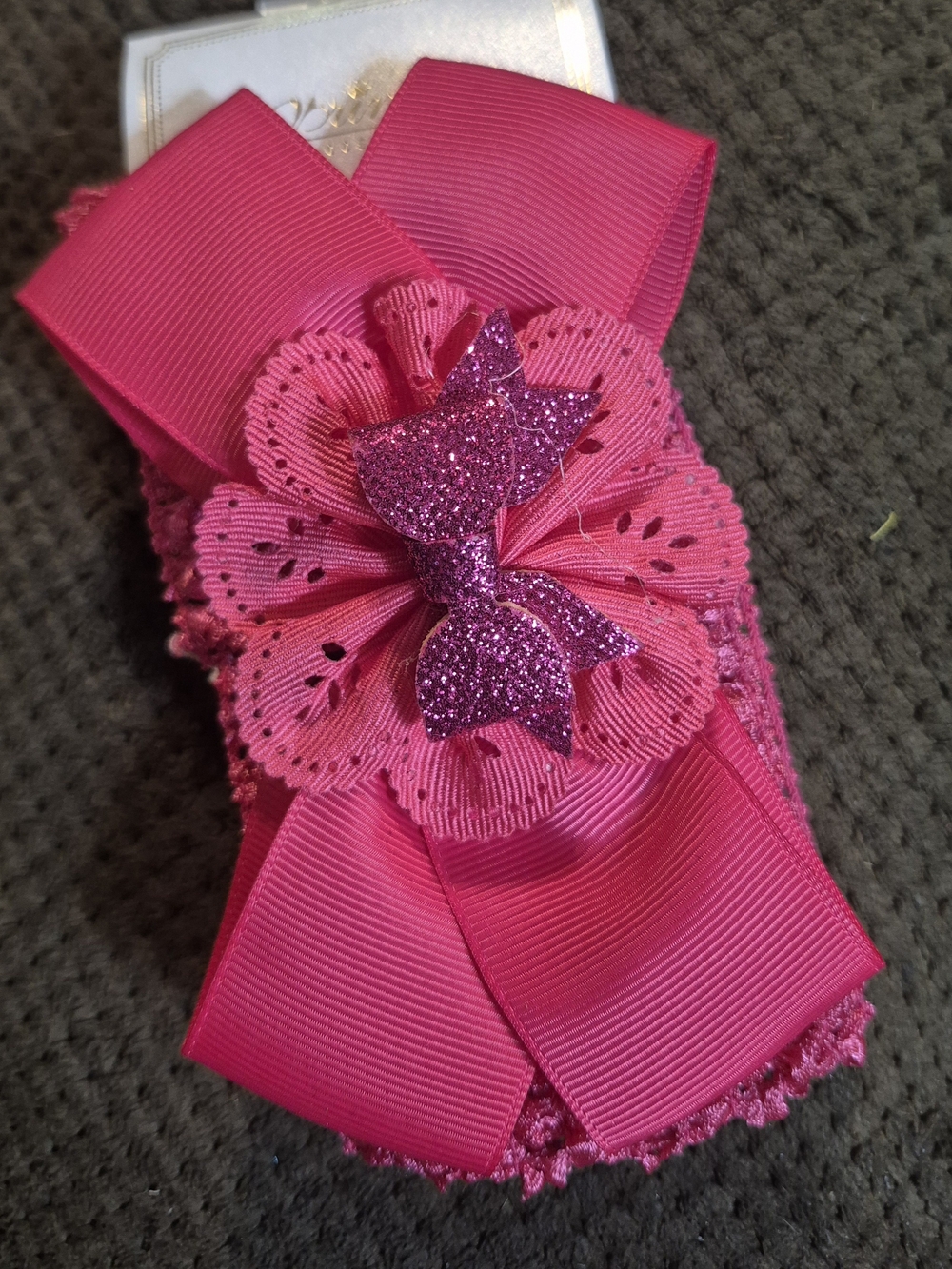 Hot Pink Floral Bow Stretchy Hair Band – Kids Accessories